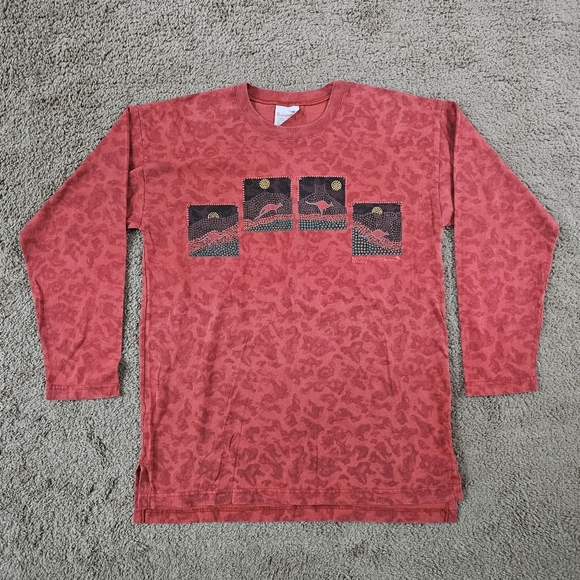 Australia Kangaroo Long Sleeve Shirt by Bulurru Designs Vintage 90's - Picture 1 of 6